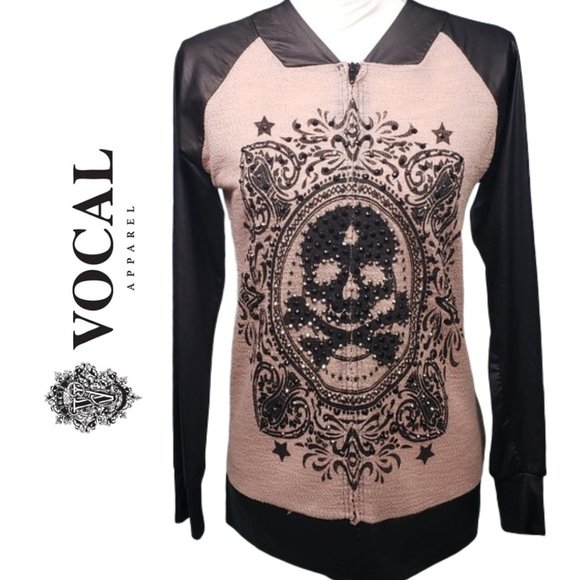 Vocal Jackets & Blazers - VOCAL Bomber Biker Jacket Bling Skull & Cross M